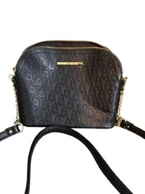 Steve Madden Black Embossed Logo Crossbody Bag